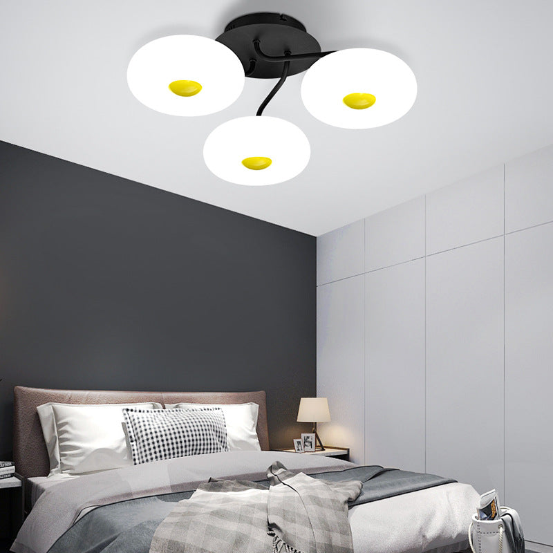 Contemporary White Circular Semi Flush Ceiling Light With 1/3/5 Heads - Acrylic Lamp For Living Room