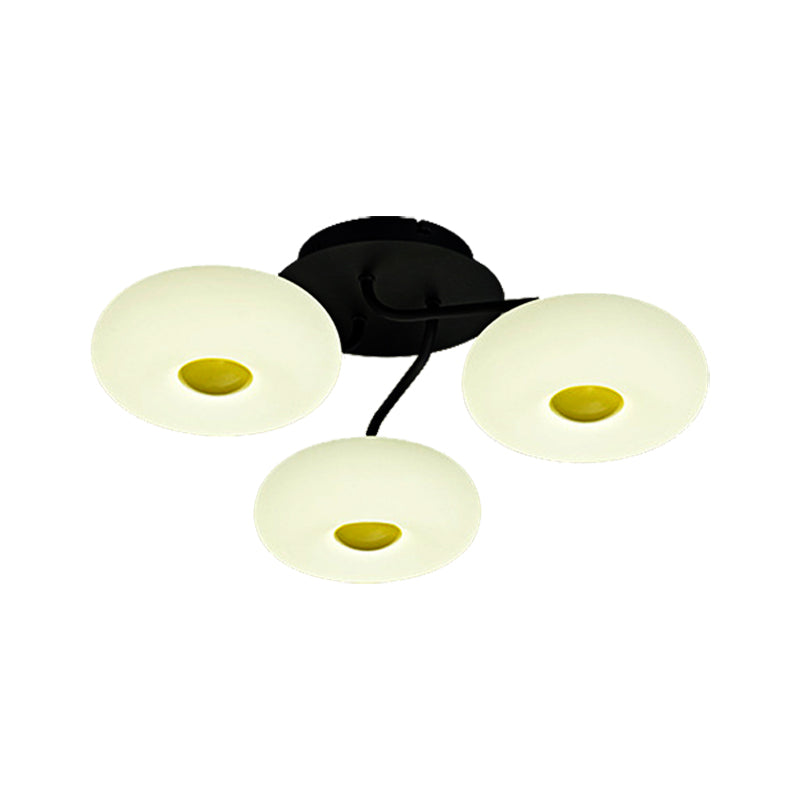 Contemporary White Circular Semi Flush Ceiling Light with 1/3/5 Heads - Acrylic Ceiling Lamp for Living Room