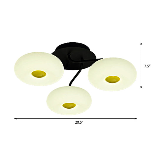 Contemporary White Circular Semi Flush Ceiling Light with 1/3/5 Heads - Acrylic Ceiling Lamp for Living Room