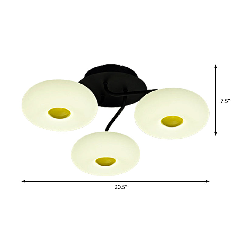 Contemporary White Circular Semi Flush Ceiling Light With 1/3/5 Heads - Acrylic Lamp For Living Room