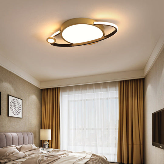 12"/16" Nordic Style LED Gold Flush Mount Ceiling Light with Acrylic Diffuser, Warm/White Light