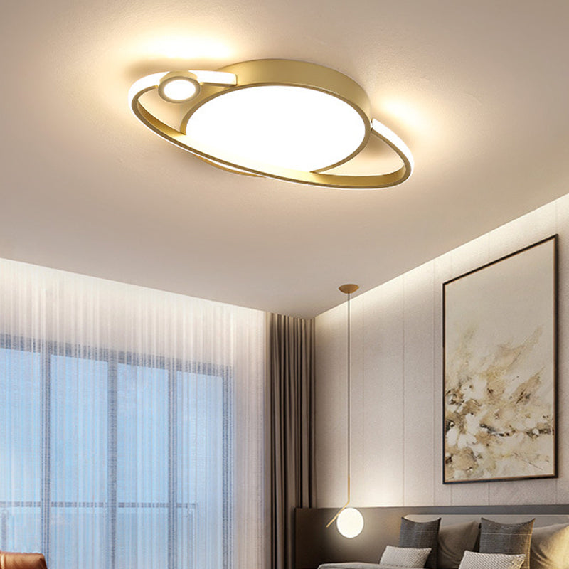 12"/16" Nordic Style LED Gold Flush Mount Ceiling Light with Acrylic Diffuser, Warm/White Light