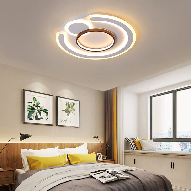 Metal Round Flush Mount Nordic White Ceiling Lamp - 16.5"/20.5"/24.5" Wide in Warm/White