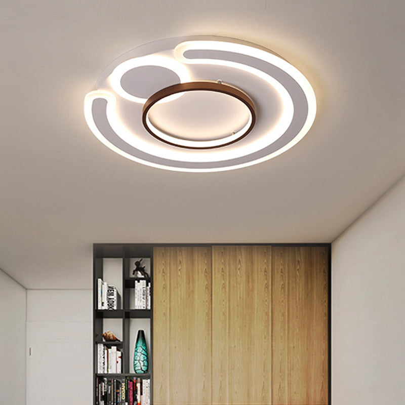 Metal Round Flush Mount Nordic White Ceiling Lamp - 16.5/20.5/24.5 Wide In Warm/White / 24.5 Warm