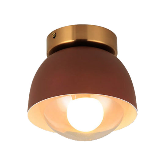 Modern Metal and Glass Flush Mount Ceiling Light - White/Pink/Yellow/Coffee - 1 Head Corridor Fixture