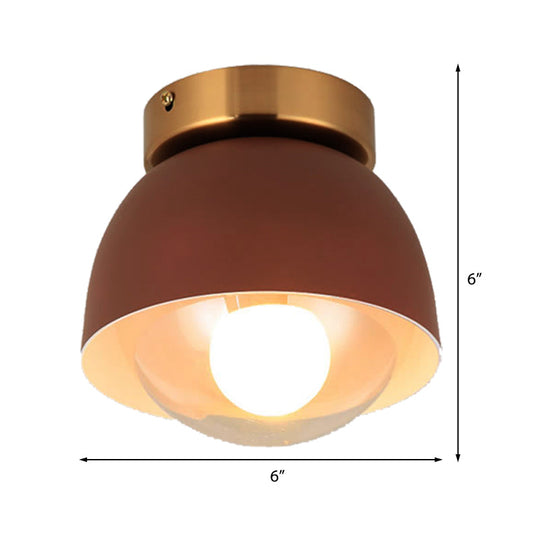 Modern Metal and Glass Flush Mount Ceiling Light - White/Pink/Yellow/Coffee - 1 Head Corridor Fixture