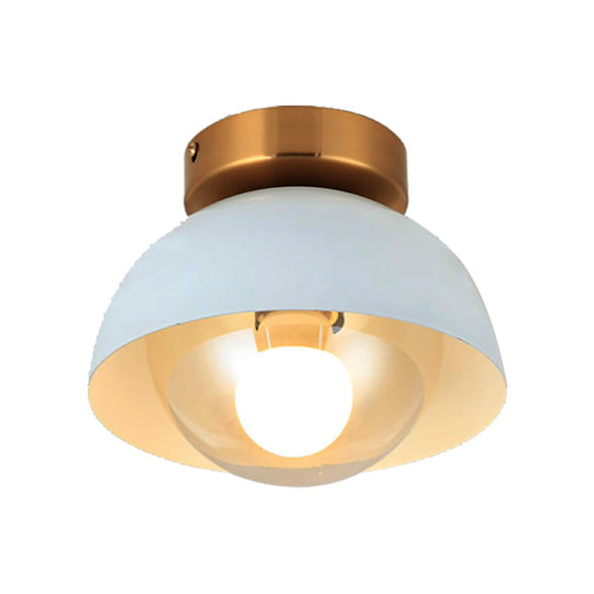 Modern Metal and Glass Flush Mount Ceiling Light - White/Pink/Yellow/Coffee - 1 Head Corridor Fixture