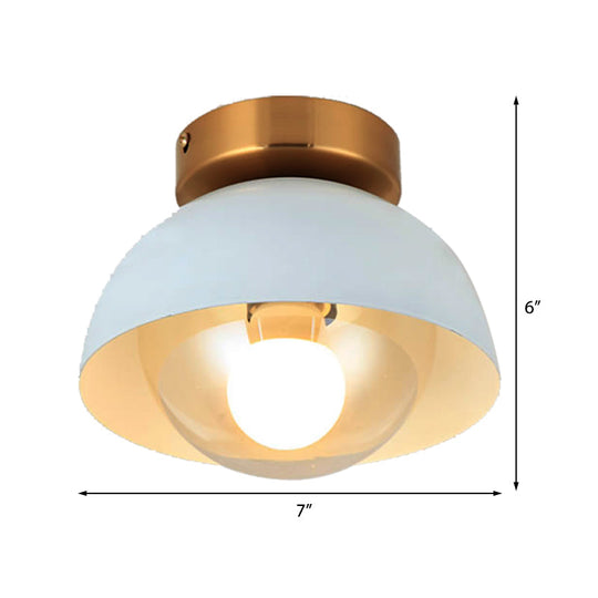 Modern Metal and Glass Flush Mount Ceiling Light - White/Pink/Yellow/Coffee - 1 Head Corridor Fixture