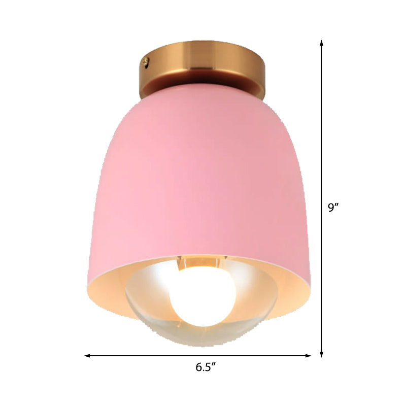 Modern Metal And Glass Flush Mount Ceiling Light - White/Pink/Yellow/Coffee 1 Head Corridor Fixture