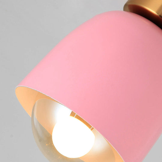 Modern Metal and Glass Flush Mount Ceiling Light - White/Pink/Yellow/Coffee - 1 Head Corridor Fixture