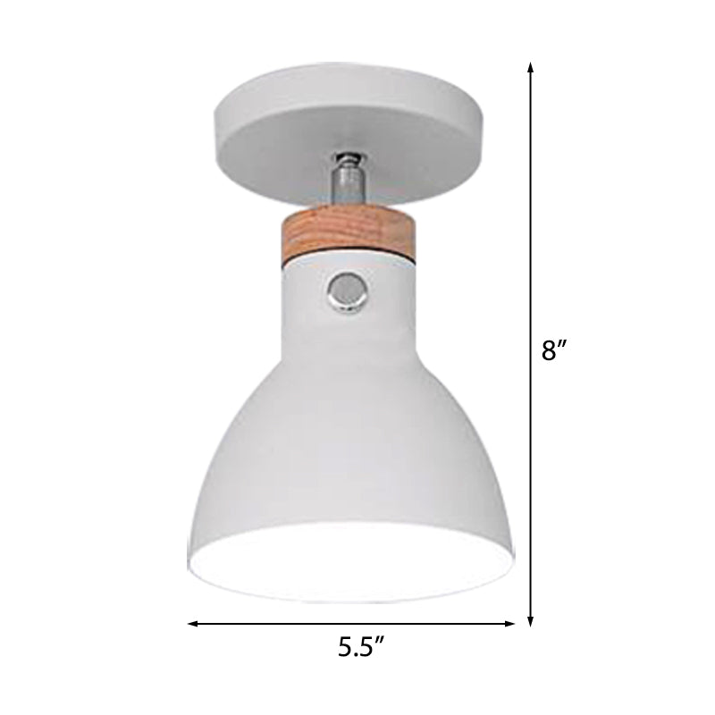 Contemporary Semi-Flushmount Ceiling Lamp - Green/White/Gray Nordic Metal 1 Bulb Indoor With Shade