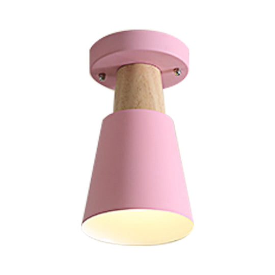 Sleek Macaron Conic Semi Flushmount Light - Grey/Pink/Yellow/Green