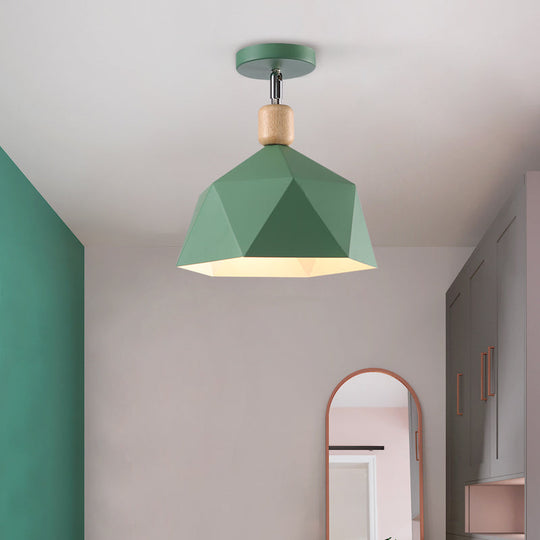 Adjustable Macaron Hexagon Ceiling Mount Light in Gray/White/Green for Corridor