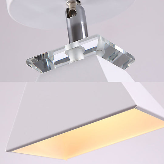 Metal Modernist Pyramid Semi-Flush Mount Fixture - 1 Light Semi-Flush Ceiling Light (Gray, White, Green)