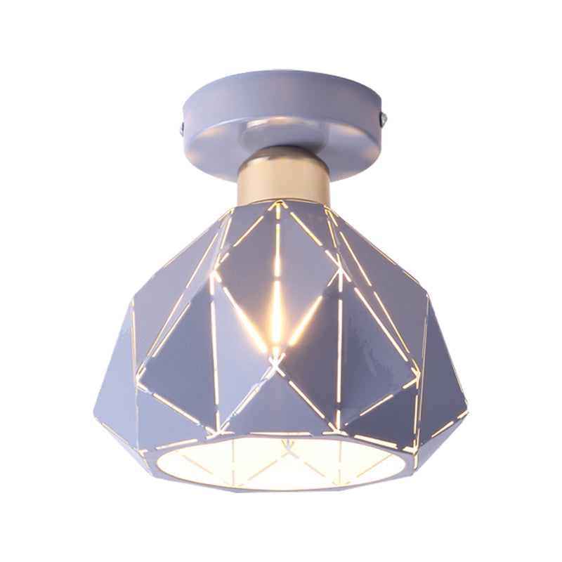 Nordic Metal Flush Mount Light - 1 Gray/Blue/Gold Fixture For Porch Ceiling