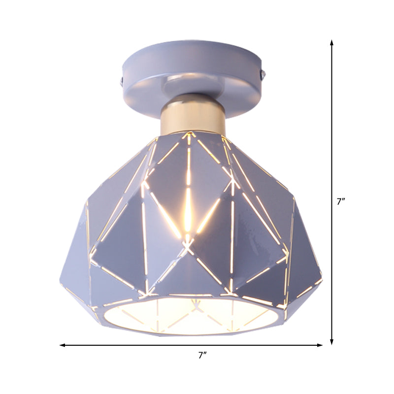 Nordic Metal Flush Mount Light - 1 Light Gray/Blue/Gold Fixture for Porch Ceiling