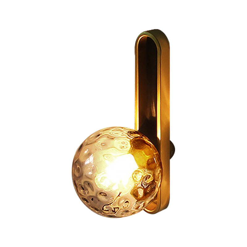 Modern Clear/Cream Glass Orb Wall Light With Brass Mount