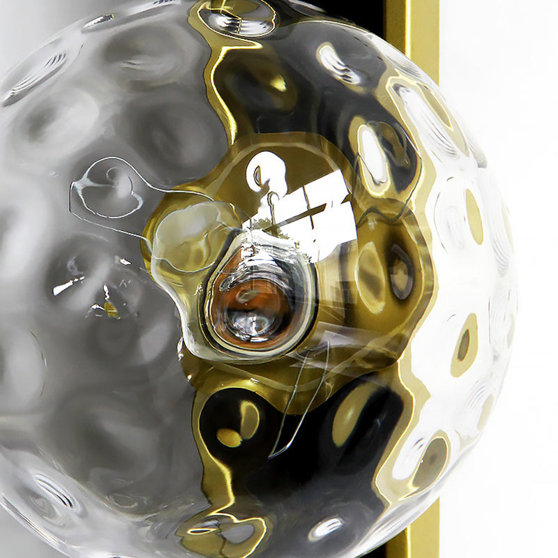 Modern Clear/Cream Glass Orb Wall Light With Brass Mount