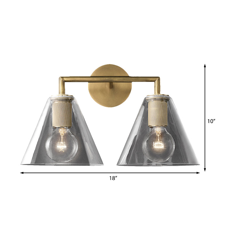 Minimalist Glass Cone Wall Sconce 1/2 Lights Black/Brass Bedside Lighting