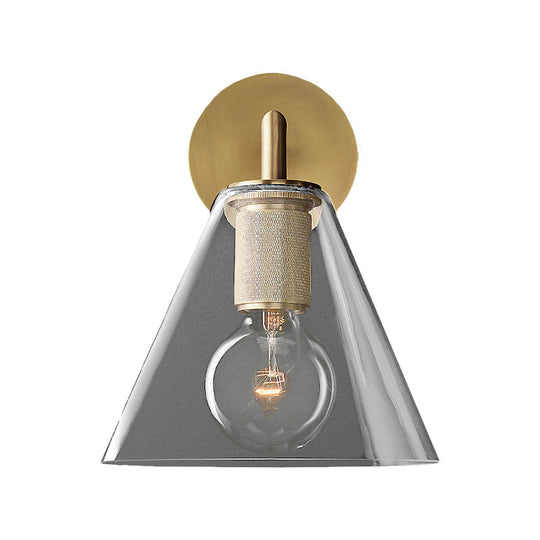 Minimalist Glass Cone Wall Sconce 1/2 Lights Black/Brass Bedside Lighting