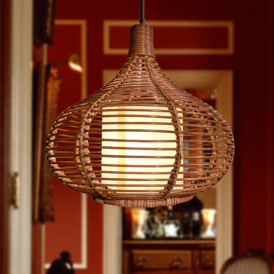 Bamboo Teardrop Pendant Ceiling Lamp - Chinese Style Coffee