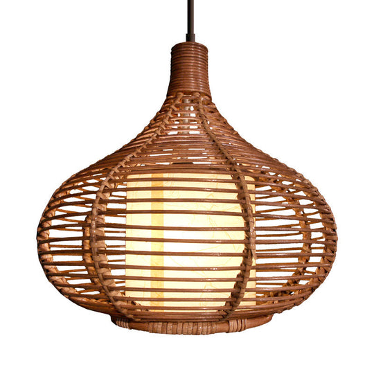 Bamboo Teardrop Pendant Ceiling Lamp - Chinese Style Coffee