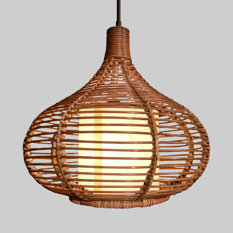 Bamboo Teardrop Pendant Ceiling Lamp - Chinese Style Coffee