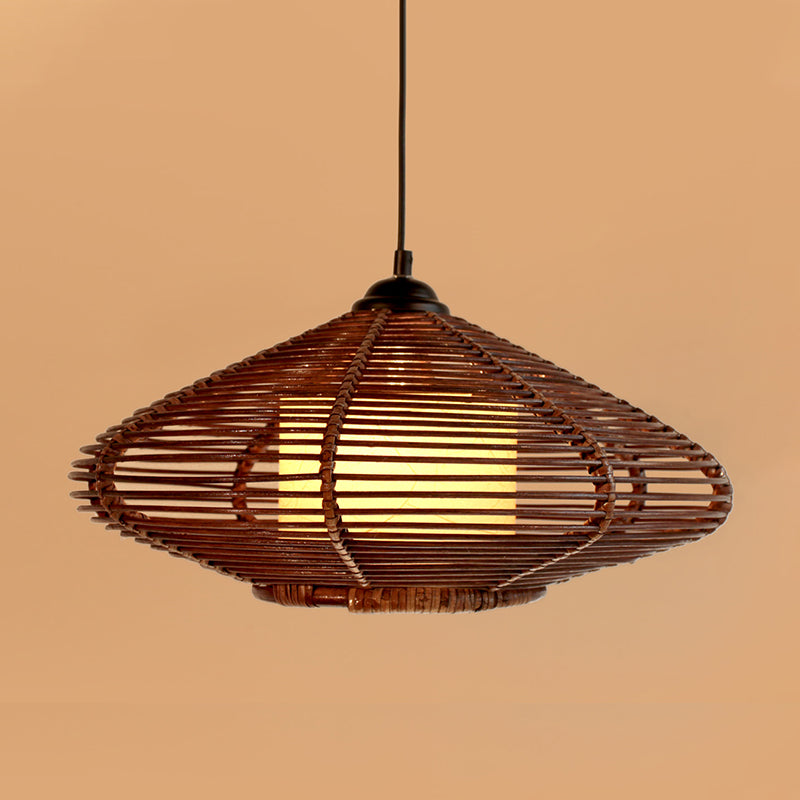 Asia Brown Tearoom Pendant Ceiling Light With Bamboo Jar Shade