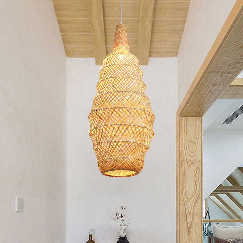 Hand-Woven Bamboo Pendant Light - Chinese Suspended Flaxen Fixture