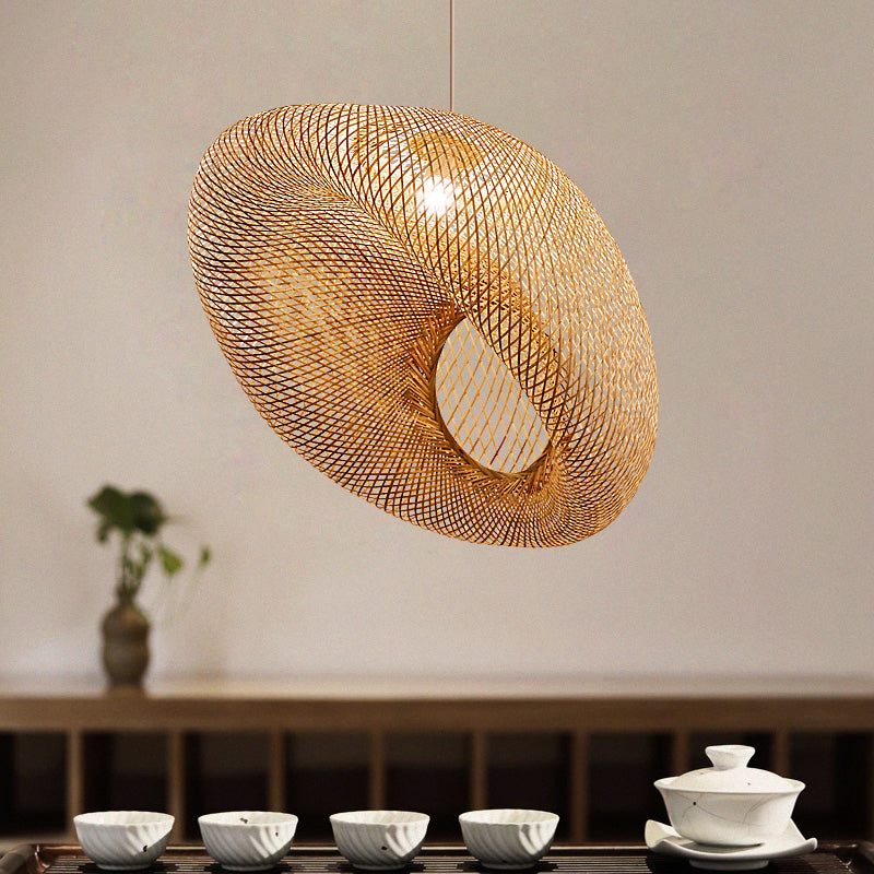 Bamboo Pendant Lighting: Handwoven Chinese Style Flaxen Ceiling Lamp