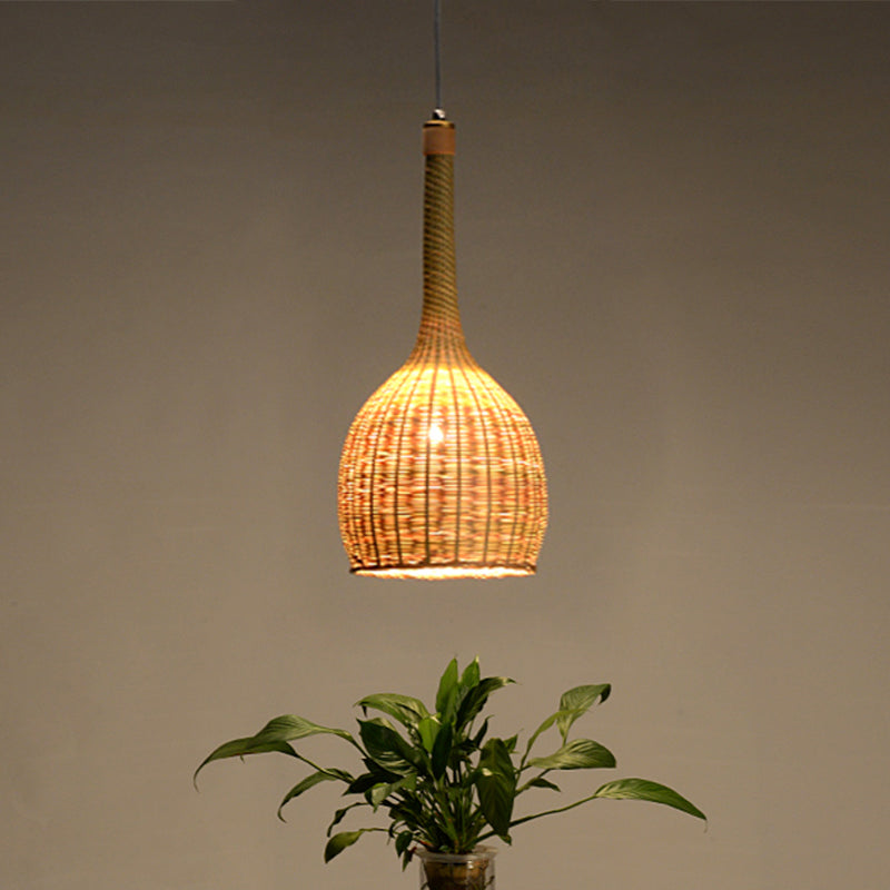 Bamboo Down Lighting Asia Beige Ceiling Lamp - Perfect For Living Room