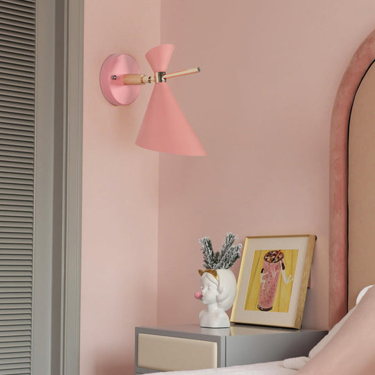 Macaron Metal Wall Sconce - Angle Shade 1 Light Black/White/Pink/Yellow/Green Bedroom Pink