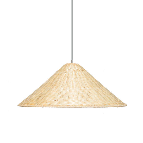 Chinese Bamboo Hanging Light Bulb: Hand-Woven Beige Suspension Fixture