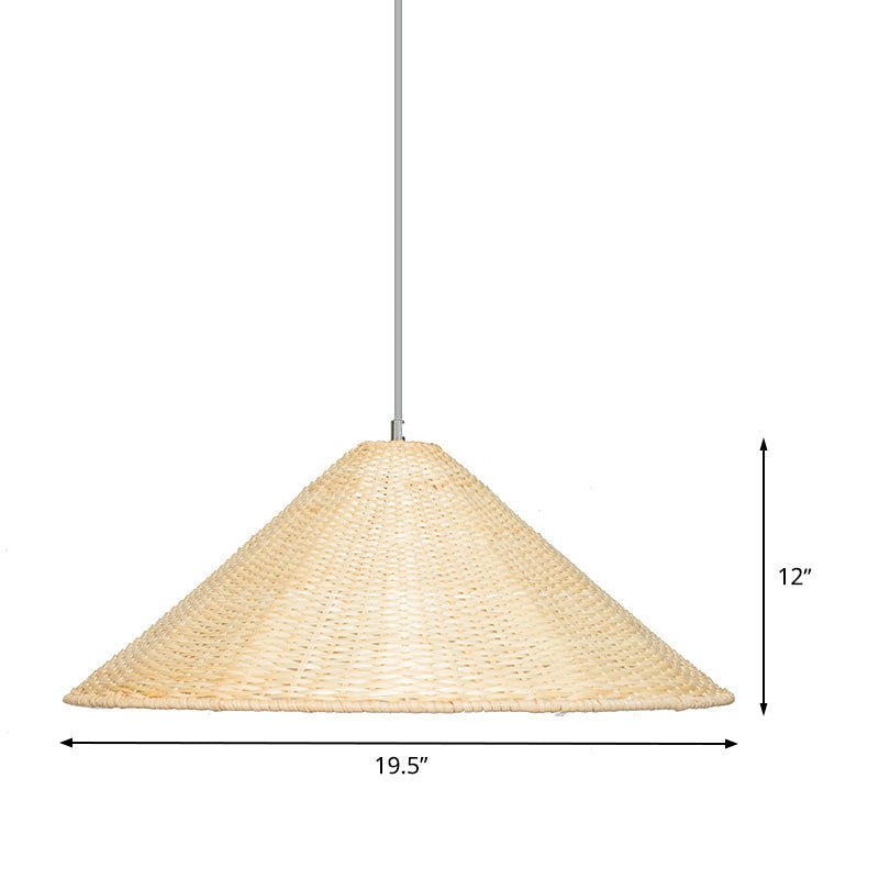 Chinese Bamboo Hanging Light Bulb: Hand-Woven Beige Suspension Fixture