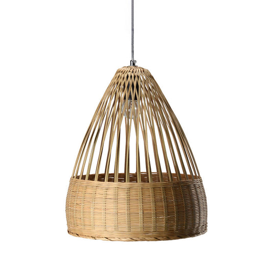 Japanese Bamboo Pendant Lighting - Hand-Woven Flaxen Ceiling Lamp