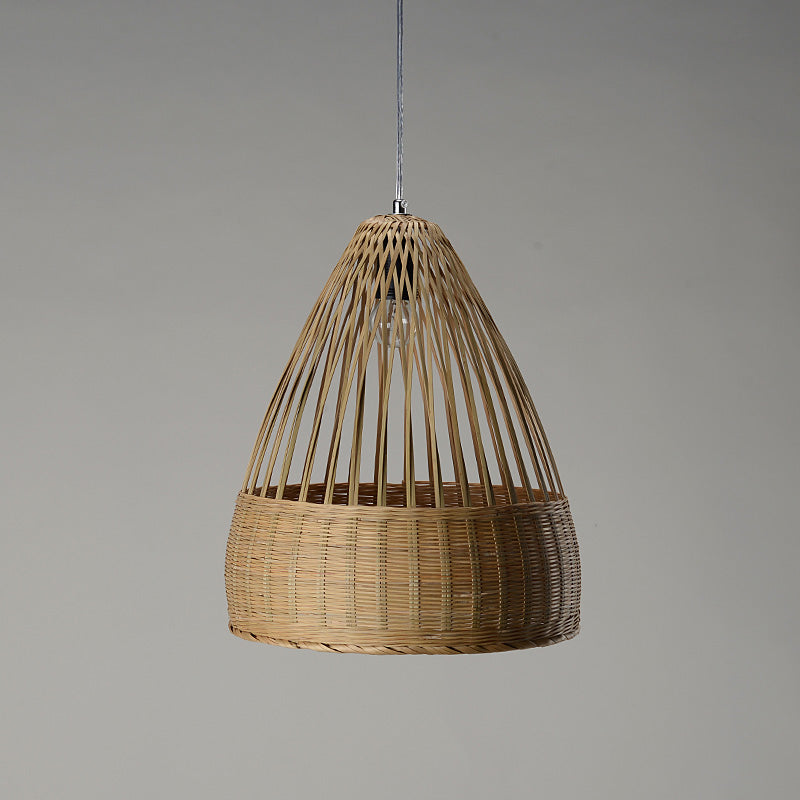 Japanese Bamboo Pendant Lighting - Hand-Woven Flaxen Ceiling Lamp