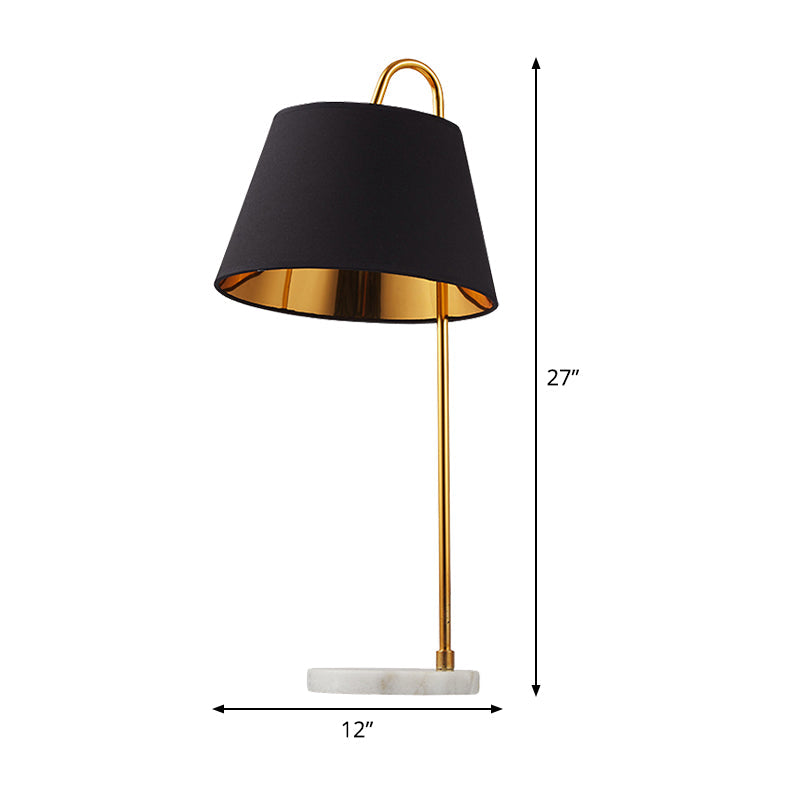 Modern Black Desk Lamp With Fabric Shade - 1 Head Living Room Table Light