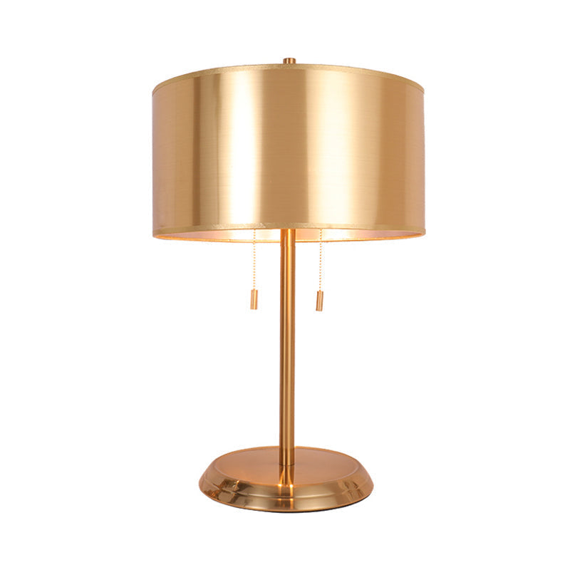 Gold Drum Desk Light: Modern 1-Head Fabric Task Lighting With Metal Base