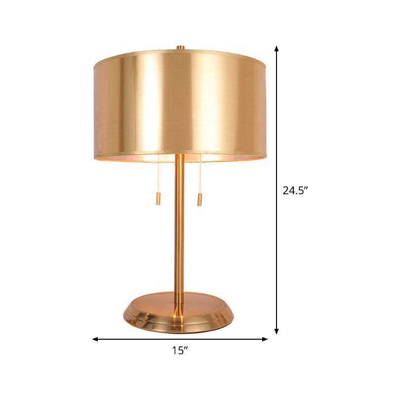 Gold Drum Desk Light: Modern 1-Head Fabric Task Lighting With Metal Base