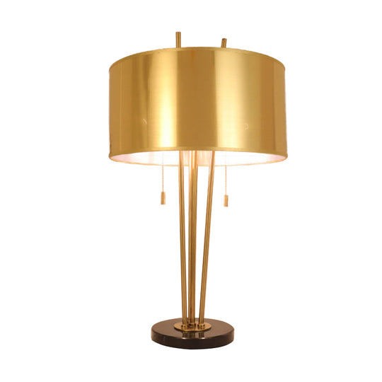 Contemporary Gold Fabric Nightstand Lamp - Straight Sided Shade 1 Head Task Lighting