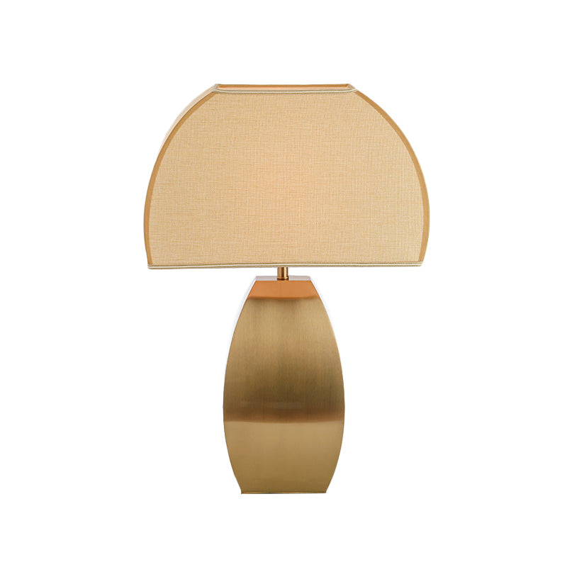 Gold Metal Base Desk Lamp: Modern Task Light With Shaded Head & Small Fabric Design