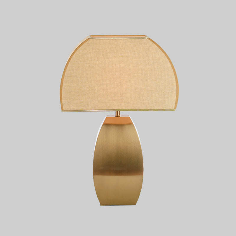 Gold Metal Base Desk Lamp: Modern Task Light With Shaded Head & Small Fabric Design