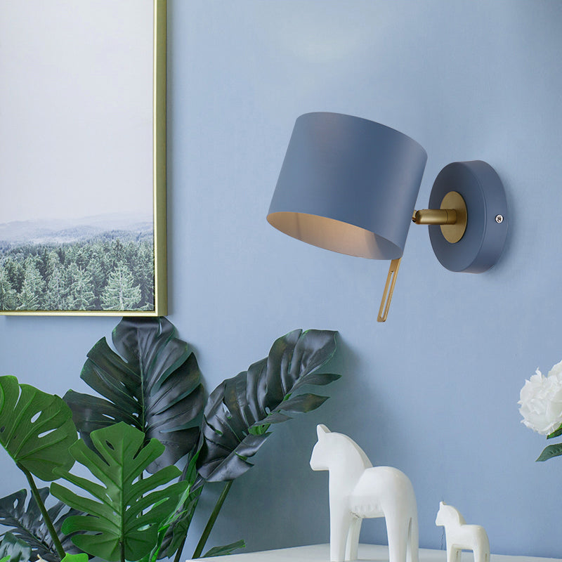 Minimalistic Metallic Cylinder Wall Mount Sconce - 5 Width 1 Light Black/Pink/Yellow/Blue Ideal For