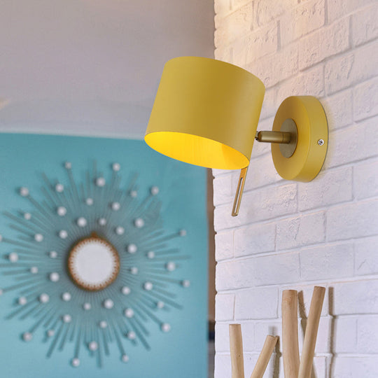 Minimalistic Metallic Cylinder Wall Mount Sconce - 5 Width 1 Light Black/Pink/Yellow/Blue Ideal For