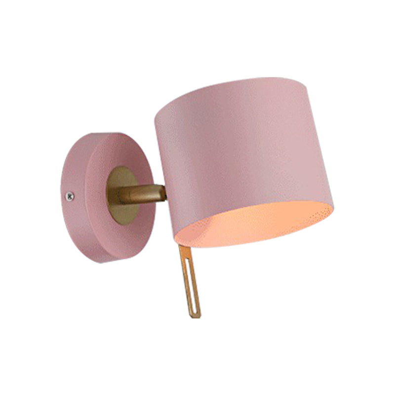 Minimalistic Metallic Cylinder Wall Mount Sconce - 5 Width 1 Light Black/Pink/Yellow/Blue Ideal For