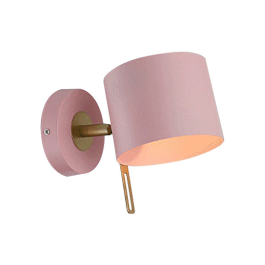 Minimalistic Metallic Cylinder Wall Mount Sconce - 5 Width 1 Light Black/Pink/Yellow/Blue Ideal For