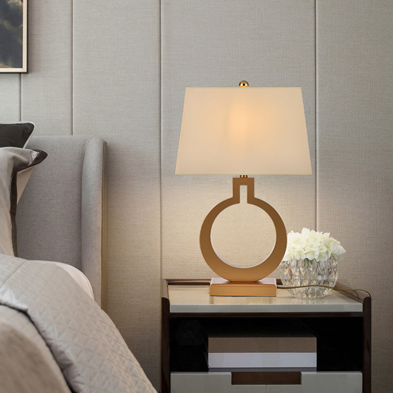 Gold Fabric Pagoda Table Lamp: Contemporary 1 Bulb Task Lighting For Living Room