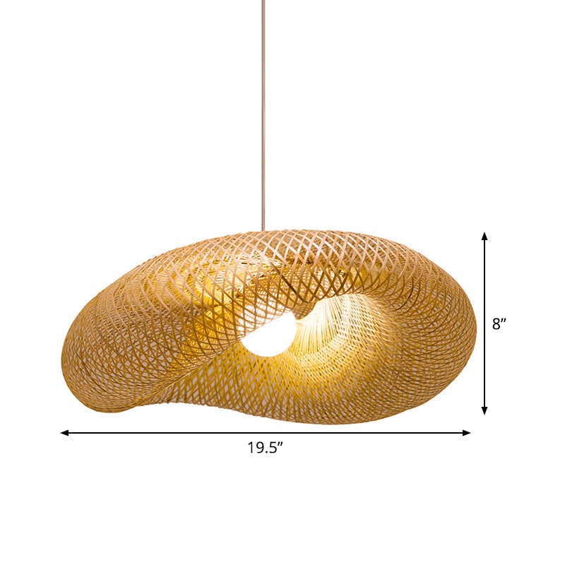 Chinese Bamboo Pendant Lamp | Handmade 1-Head Flaxen Ceiling Light 19.5/23.5 Long