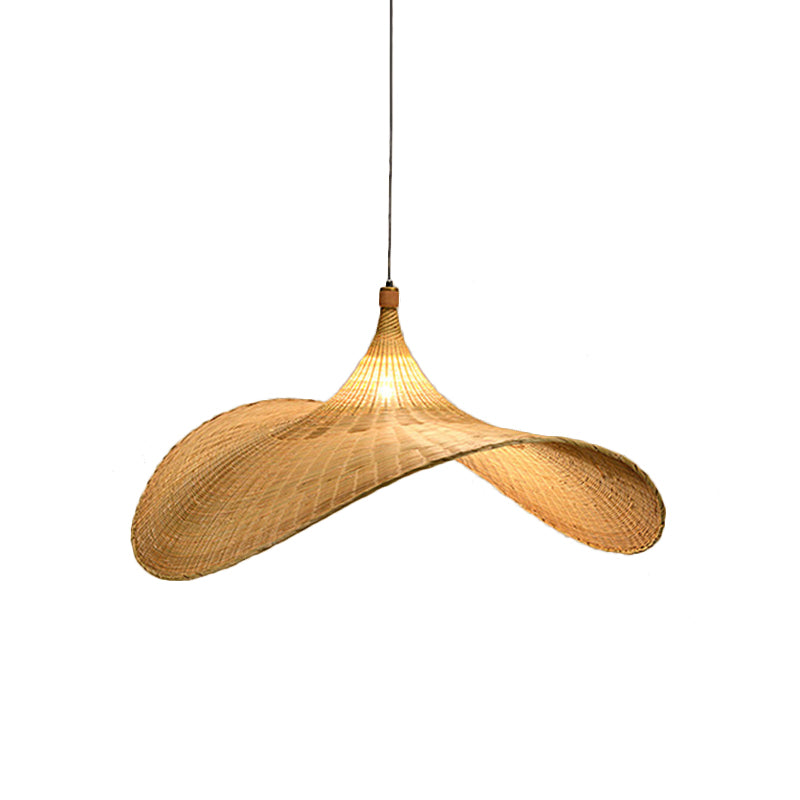 Flare Bamboo Living Room Pendant Lamp With Asia Flaxen Shade