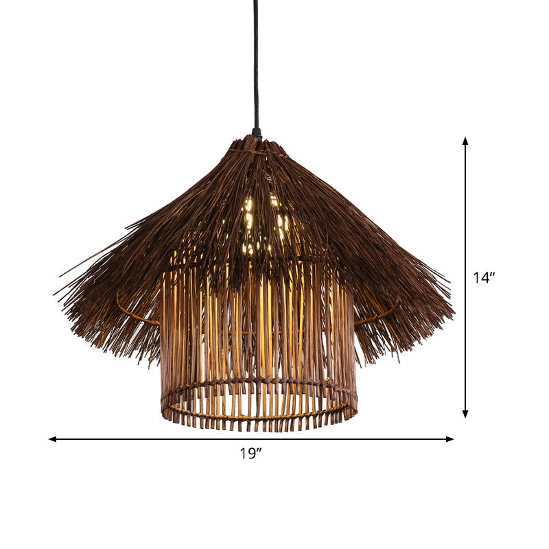 Bamboo Tower Pendant Lamp - Japanese Style 1-Head Coffee Ceiling Light For Teahouse